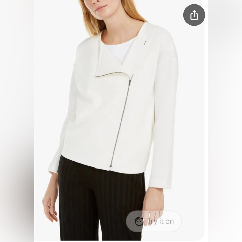 NWT Eileen Fisher Flex Tencel Ponte Zip Jacket in Ivory Size XL